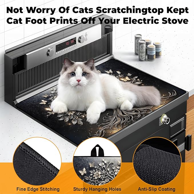 Stove Top Cover- Mat for Electric Stove Protector with Anti-Slip Rubber Coating Dish Drying Mats Scratch-Resistant (Tree, 30" x 21")