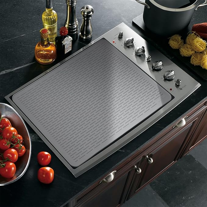 YUHFERA Stove Top Cover for Electric Stove - Silicone Stove Mat for Glass Top, Glass Cooktop Protector, XL Dish Drying Mats For Kitchen,Oven Covers for Electric Stove (Gray,30 x 21)