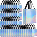 Eccliy Reusable Gift Bags Set Glossy Grocery Gift Tote Bag with Handle for Wedding, Bridal Shower, 4th of July, Summer Event(10 x 8 x 4.7 Inch,Rainbow,80 Pcs)