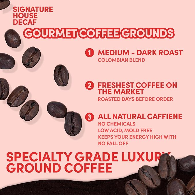 2 lb Decaf Ground Coffee | Decaffeinated Coffee Dark Roast | Smooth Low Acid Bulk Ground | Specialty Grade | 32 oz