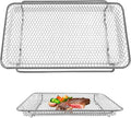 GCQ 2PCS Air Fryer Basket for Emeril Lagasse Dual Zone 360 Air Fryer Oven Combo with French Door,25 QT Extra Large,11.6" x 6.9" Non-Stick Mesh Air Fryer Steel Basket Accessories Parts,Dishwasher Safe