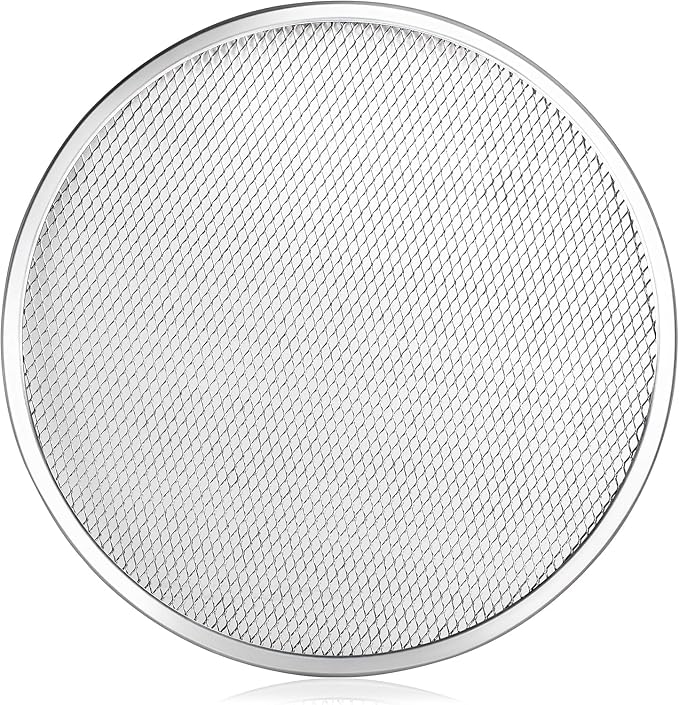 New Star Foodservice Restaurant-Grade Seamless Aluminum Pizza Baking Screen, 14 Inch, Pack of 6