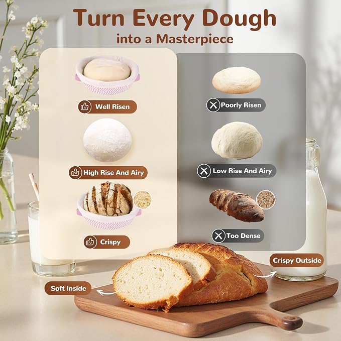 Sourdough Starter Kit, 9" Round and 10" Oval Banneton Bread Baking Supplies, Bread Making Tools Kit, Sourdough Proofing Basket, Sourdough Kit Gifts for Bakers Women Wife Mom