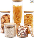 SHOWIN Glass Food Storage Jars, Glass Jars with Bamboo Lids, Kitchen Storage Jars, Canisters with Airtight Lids for Spice, Coffee, Cookie, Set of 5, Pantry Organizers