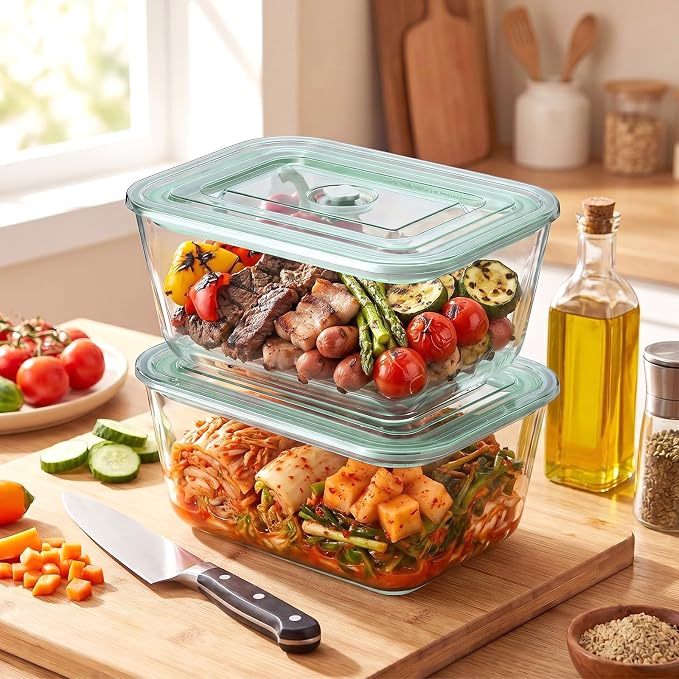 Blushtier 2 Pack 103 Oz/3000ml Extra Large Borosilicate Glass Food Containers with Airtight Lid, Baking Meal Prep Container Leakproof Glass Food Storage for Family Microwave Safe