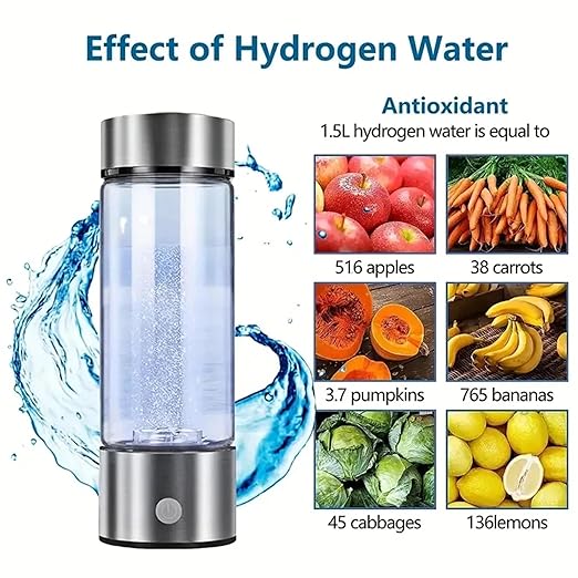 Hydrogen Water Bottle, Rechargeable Portable Hydrogen Water Machine Generator, Hydrogen Water Ionizer Machine Hydrogen Rich Water Glass Cup for Home Office Travel, 420ml (2PCS)