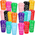 Skylety 40 Pack Bulk Christian Gifts for Men Women 16oz Reusable Bible Verse Tumbler Plastic Coffee Cup with Lid Inspirational Religious Church Gift for Teacher Graduation Party Favor (Rainbow Color)