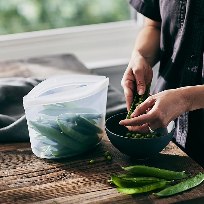 Stasher Silicone Reusable Storage Bag, 4-Cup Bowl, Reusable Snack Bag, Microwave, Dishwasher, Oven Safe, Sous Vide, Premium Lunch Container, Eco Friendly, Food Storage Bag, Freezer Bag, 32 oz, Clear | Reusable Food Bag