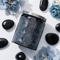 Art Secret 9-Pack 8oz Embossed Glass Candle Jars with Lids and Labels - Sun Moon Stars Design (Gray)