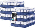 Homaxy Premium Cotton Kitchen Dish Cloths 12"x 12", Natural Ring Spun 390 GSM Dish Rags, Super Absorbent Terry Dish Towels, Soft Dishcloths with Hanging Loop, Navy Blue Check Design, 12 Pack