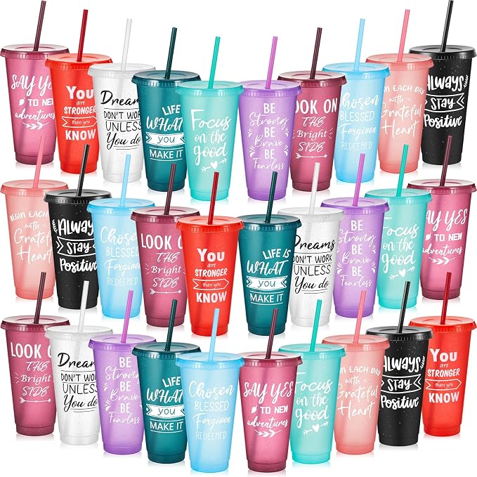 Uiifan 30 Pcs Inspirational Cups Bulk Appreciation Gifts for Employee Coworker Staff Team Thank You Gifts, Office Prizes for Adults Work Party Favors, Associates, Giveaways (Stylish Color)