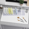 Large Stone Drying Mat for Kitchen Counter, 24" × 16" Diatomite Dish Drying Mat, Ultra Absorbent Diatomaceous Earth Dry Stone Mats with Dish Rack for Dished, Bottles, White