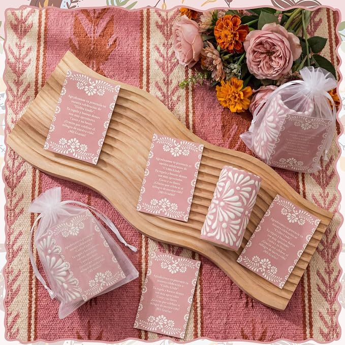 12 Set Cielito Lindo Party Favors Mexican Tequila Shot Glasses Mexican Pottery Gift Mugs for Tequila Lover Favors Birthday Party Supplies (Pink, Handleless)