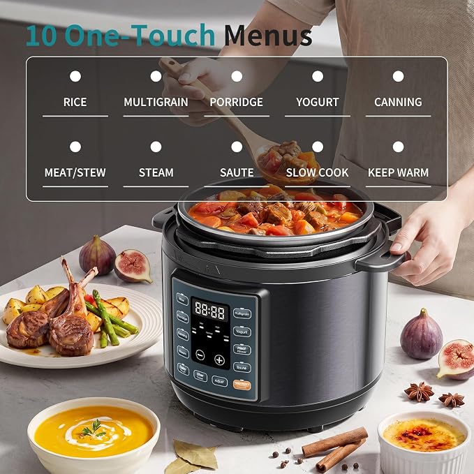 OLIXIS 10-In-1 Electric Pressure Cooker, 3 Quart Multi Cooker for Rice, Stew and Steam, Small Programmable Stainless Steel Pot with Slow Cook Function and Ceramic Inner Pot