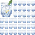 40 Pack Plastic Stemless Wine Glasses,12oz Unbreakable Vintage Elegant Drinking Glass Set,Reusable Fancy Cocktail Cups for Party, Wedding, and Bulk Events (40, 12oz-Blue)
