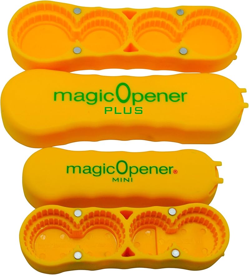 magic Opener COMBO – 1 mO MINI for small plastic caps & 1 mO PLUS for larger plastic caps See Pictures for Better Understanding – Soda Opener - Water Opener | Twist-off | Good for 16 sizes | Help Aids