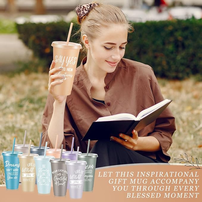 Uiifan 30 Pcs Inspirational Cups Bulk Appreciation Gifts for Employee Coworker Staff Team Thank You Gifts, Office Prizes for Adults Work Party Favors, Associates, Giveaways (Light Morandi)