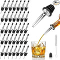 36-Pack Stainless Steel Pour Spouts for Liquor Bottles, Oil, Vinegar, and Wine – Liquor Bottle Pourers with Rubber Dust Caps – Bar Pourers for Bartending