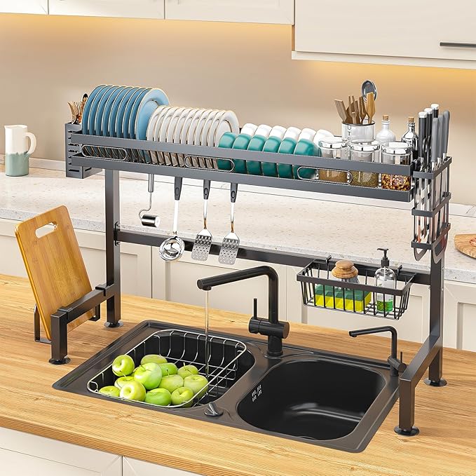 Over Sink Dish Drying Rack Kitchen Above Sink Shelf Large Capacity 82cm/32in