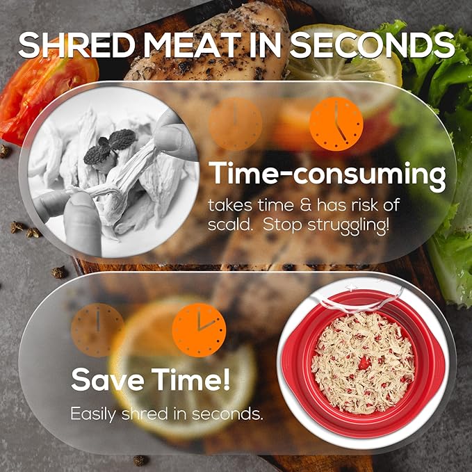 AveFare Chicken Shredder - 10.8Inch Large Chicken Shredder Tool Twist with Brush, Visible Meat Shredder, Ergonomic Handle, Strong Anti-Slip, BPA Free Dishwasher Safe, Suitable for Pork Beef Chicken