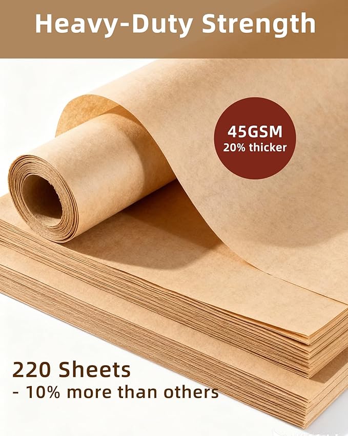 220 Count Unbleached Parchment Paper Sheets, 9x13 Inch Precut Baking Paper for Quarter Sheet Pan, Non-Stick & Greaseproof, Heat Resistant 450°F for Toaster Oven, Air Fryer
