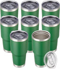 30 oz Tumbler with Lid Stainless Steel Tumblers Bulk Vacuum Insulated Cup Reusable Powder Coated Travel Mug Double Wall Leak Proof Cups Keep Cold Drinks for 12 Hours Dark Green, Set of 8