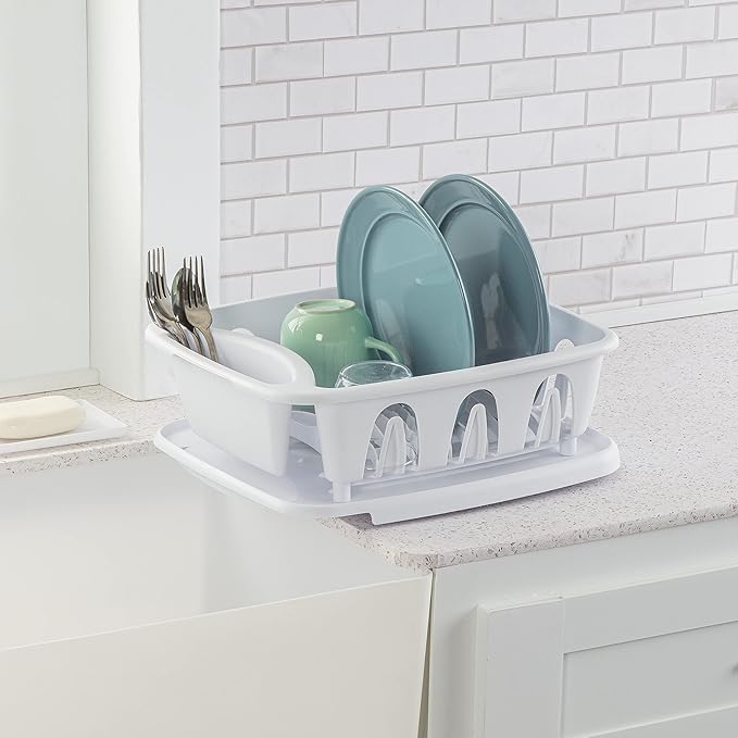 Sterilite Small 2-Piece Sink Set, White, 4-Pack