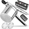 Zulay Kitchen Premium Large 15oz Potato Ricer, Heavy Duty Professional Stainless Steel Potato Masher and Ricer Kitchen Tool, Press and Mash Kitchen Gadget - Silver/Black