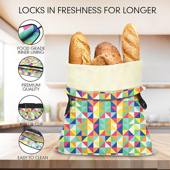 Riccle Reusable Beeswax Bread Bags for Sourdough and Homemade Bread -Pack Of 2- Durable and Waxed for Fresh Artisan Loaves Storage - Large Linen Bag for Sour Dough Home Made Breads with Zipper & Clips