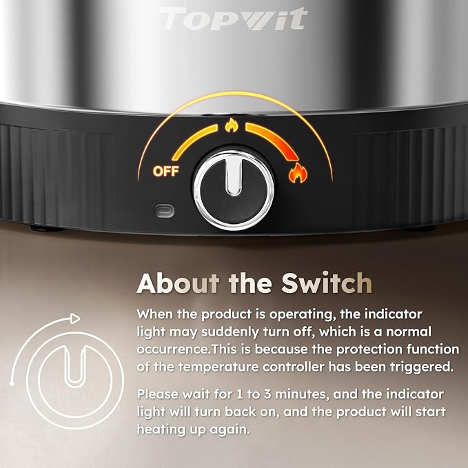 TOPWIT 4.5L Hot Pot Electric, Stainless Steel Electric Pot with Dual Power | 1200W Fast Heating, Electric Hot Pot for Cooking Hotpot, Soup, Pasta, Perfect for Family Dinner & Party, Black