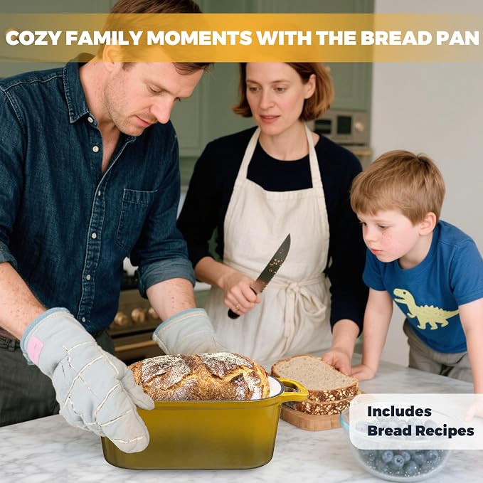 4.6 Quart Dutch Oven for Bread Baking, Combo Oval Enameled Cast Iron Bread Pan with Lid, Sourdough Bread Dutch Oven for a Crispy Crust, Olive
