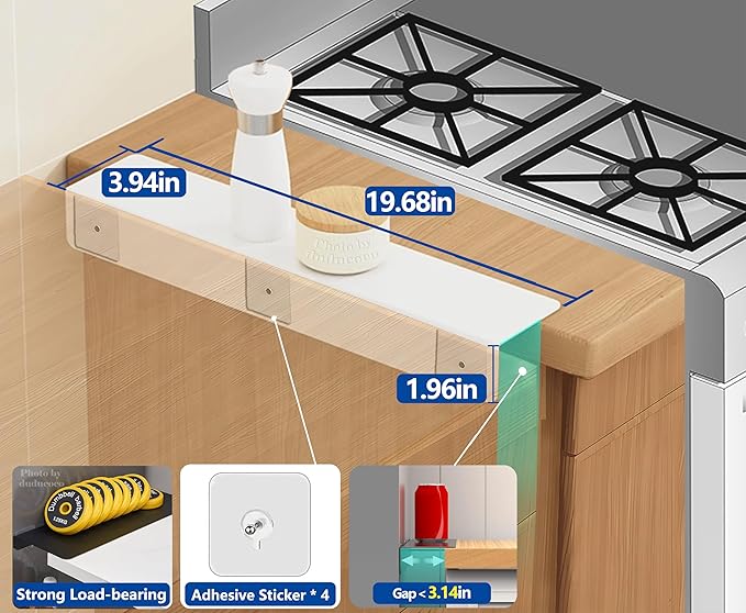 Metal Kitchen Refrigerator Gap Partition Countertop Gap Extension Board, Refrigerator Side Partition, Gap Covers Between Countertop And Walls, No Drill (White, 19.68 * 3.93inch)