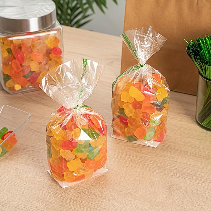 Resturantware Plastic Gusset Bags 100 Count 3" x 2" x 8" Wicker Dispensing Bottom Gusset Clear Plastic Bags Heat Sealable For Sourdough Bread Cookies Pastries Rolls For Home Bakers And Bakeries