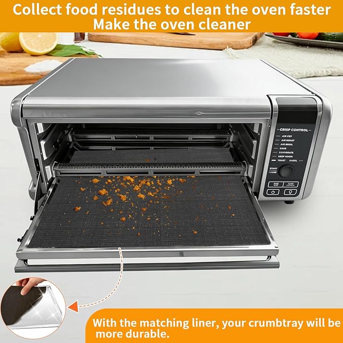 Crumb Tray Replacement for Ninja Foodi SP101 SP100 SP1001C SP201 Air Fryer Oven with 4 PCS Fiberglass Air Fryer Mats, Air Fryer Accessories for Ninja airfryer Flip Up Toaster Oven