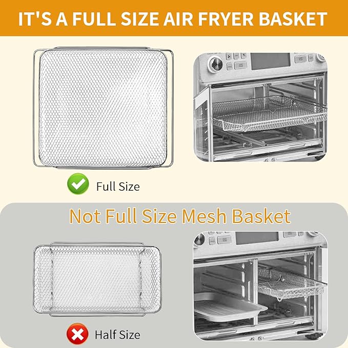 GCQ Air Fryer Accessories for Emeril Lagasse Dual Zone 360 Air Fryer Oven 25 QT Extra Large, 14.1" x 11.8" Replacement Parts Non-Stick Mesh Basket Air Fryer Steel Basket Wire Rack, Dishwasher Safe