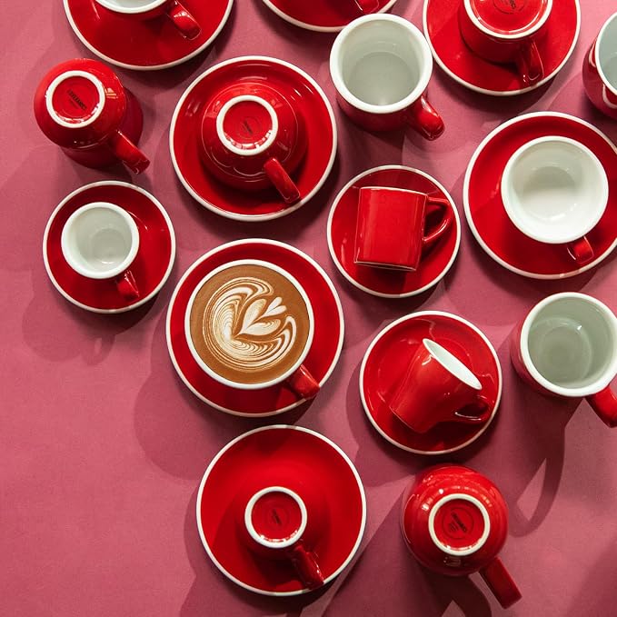 Loveramics 2 Set x 10 oz Latte Art Cup and Saucer (Yellow + Red)