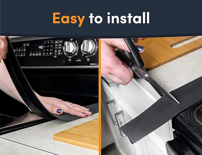 Linda’s Essentials Silicone Stove Gap Covers (2 Pack), Heat Resistant Oven Gap Filler Seals Gaps Between Stovetop and Counter, Easy to Clean Stove Gap Guard (21 Inches, White)