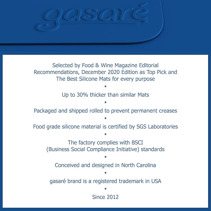 GASARÉ, Set of 2, Extra Large, Thick, Silicone Mats for Kitchen Counter, Heat Resistant Mats, Countertop Protector, Non-Slip, Easy to Clean, 25 x 17 Inches x 1.4mm, Blue