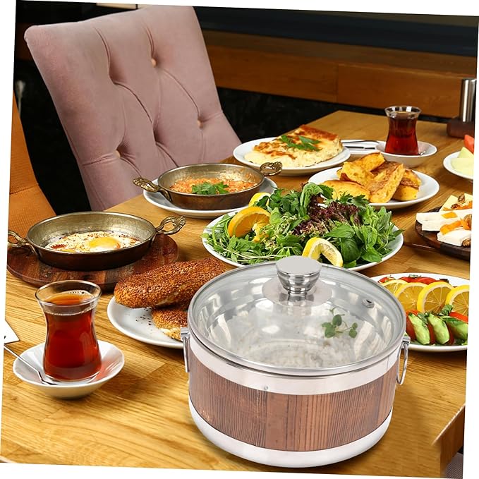 Wooden Rice Bucket with Lid Steamed Rice Holder Food Storage Container for Sushi Tofu More for Home Dining and Meal Prep