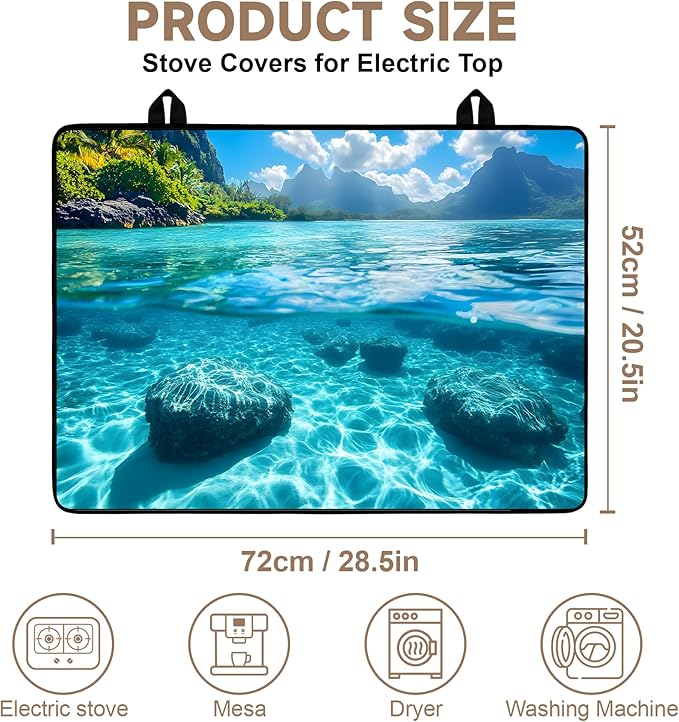 Stove Top Covers for Electric Stove: Heat Resistant Protector Glass Stove Top Expands Counter Space, Stylish Kitchen Decor (G253396)