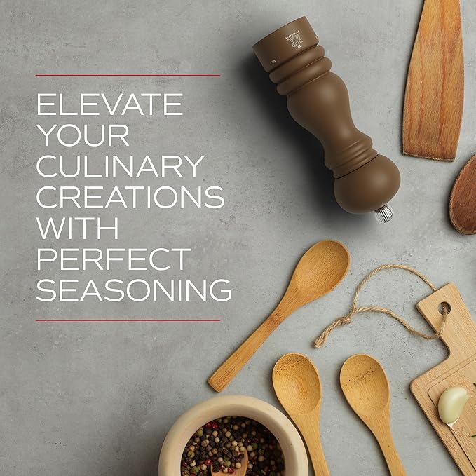 Peugeot Paris u'Select 7-inch Salt & Pepper Mill Set - Manual Mills with Adjustable Precision Grinding - Kitchen Seasoning, Stainless Steel & Beechwood, Elegant Kitchen Tools (Mocha)