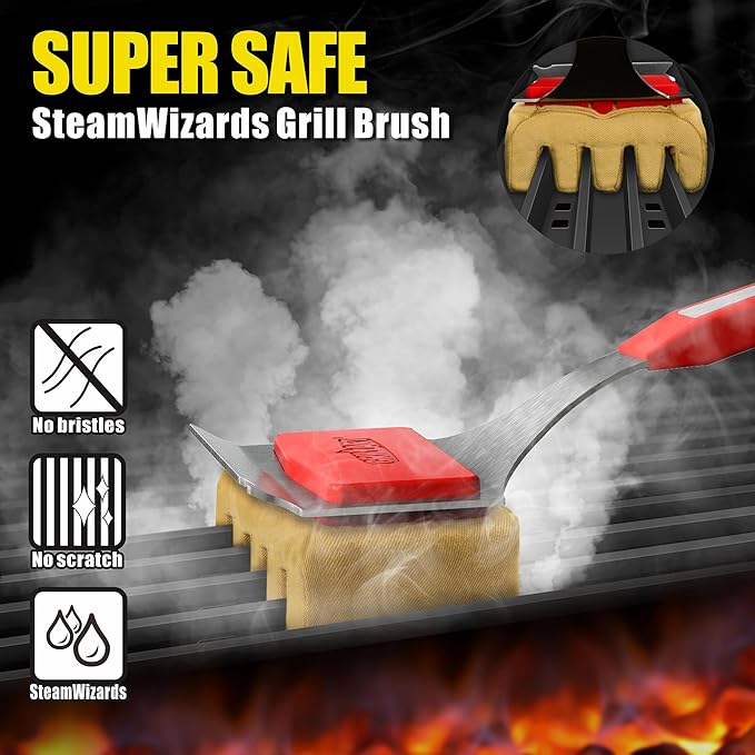 GRILLART Bristle-Free BBQ Grill Brush Replacement Head – Heavy-Duty Scraper Tool for Cast Iron & Stainless Steel Grates, Safe & Durable Barbecue Cleaner with Seamless Fit Design