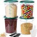 4QT NSF Round Food Storage Containers with Lids: 4 PCS [Total Food Grade][Hot&Cold Resistant] Dough Proofing Container for Pizza, Bread with Measuring Spoons Included(BPA FREE) (GREEN)