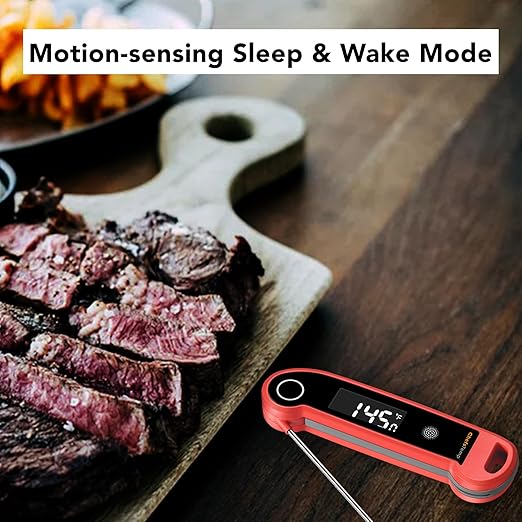 ChefsTemp Digital Instant Read Meat Thermometer, NSF Certified IP67 Waterproof Digital Food Thermometerwith Ambidextrous Backlit for Grilling, Food, BBQ, Kitchen Cooking, Oil Deep Frying & Candy (Red)
