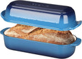 EDGING CASTING Enameled Cast Iron Loaf Pan with Lid, Bread pan, Dutch Oven Bread pan for Homemade Sourdough Bread Baking, 12.5x5.5 inch, 5qt, Lake Blue