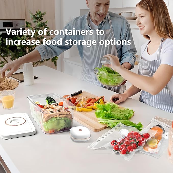 Vixino Vacuum Sealer for Food, Compact Handheld Vacuum Sealer Machine with 3 Containers, Seals Liquids & All Foods, Portable for Sous Vide, Travel,Camping, Kitchen, Gifts