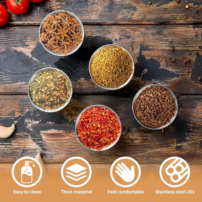 100 Pcs 2.5oz Metal Ramekins Stainless Steel Reusable Sauce Dipping Bowls Bulk Small Sauce Container Round Condiment Cups for Dish Butter Ketchup Kitchen Restaurant Serving BBQ Party Dinner