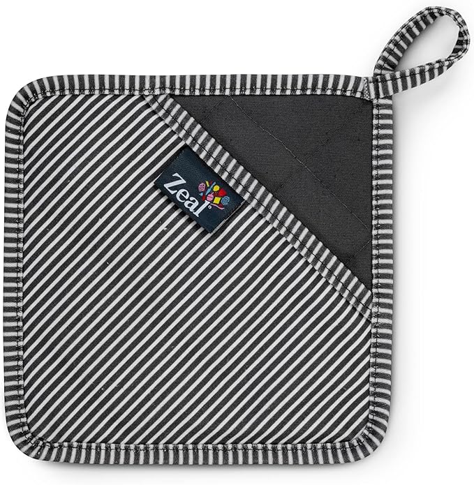 Zeal Silicone Square Trivet Mat & Hot Pot Holder Gingham Red (20cm/8”) - Dark Grey, V119T