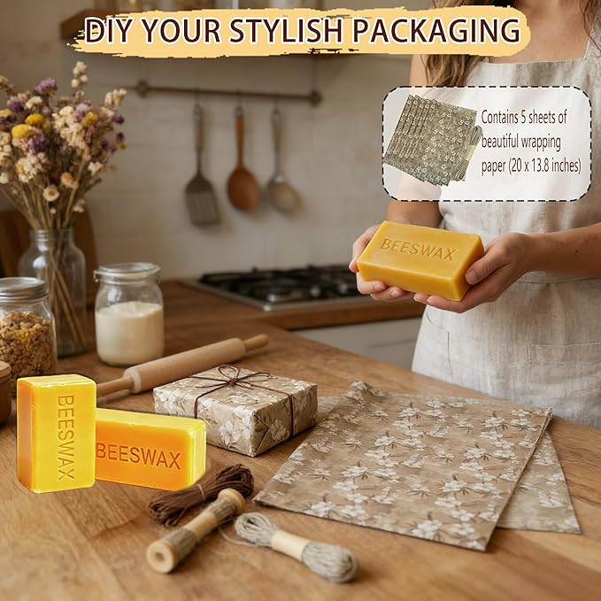 Beeswax Molds Silicone Makes 2 x 1 lb Blocks with “Beeswax” Embossed – Reusable Silicone Mold for Beeswax and Candle Making, Easy Release for DIY Soap, Wax Melts, Wax Crafting