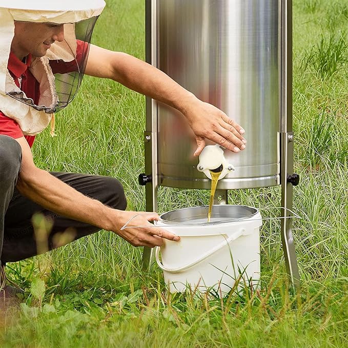 Stainless Steel Honey Strainer, Double Sieve for 5 Gallon Bucket, Beekeeping Equipment with Extendable Arms, Honey Debris Filter